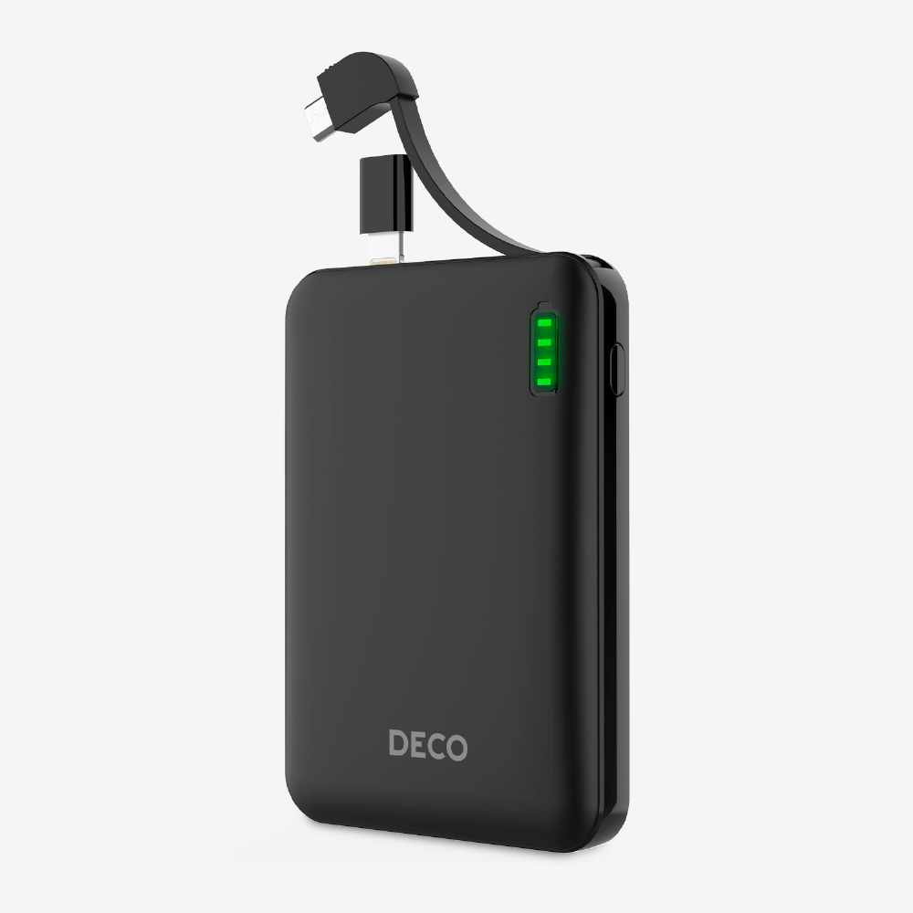 Carregador Portátil Universal Com Cabo - Preto - 5.000 Mah