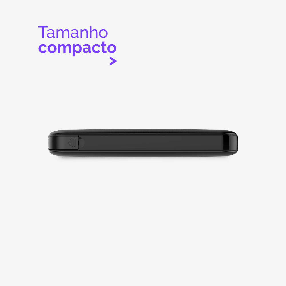 Carregador Portátil Universal Com Cabo - Preto - 5.000 Mah