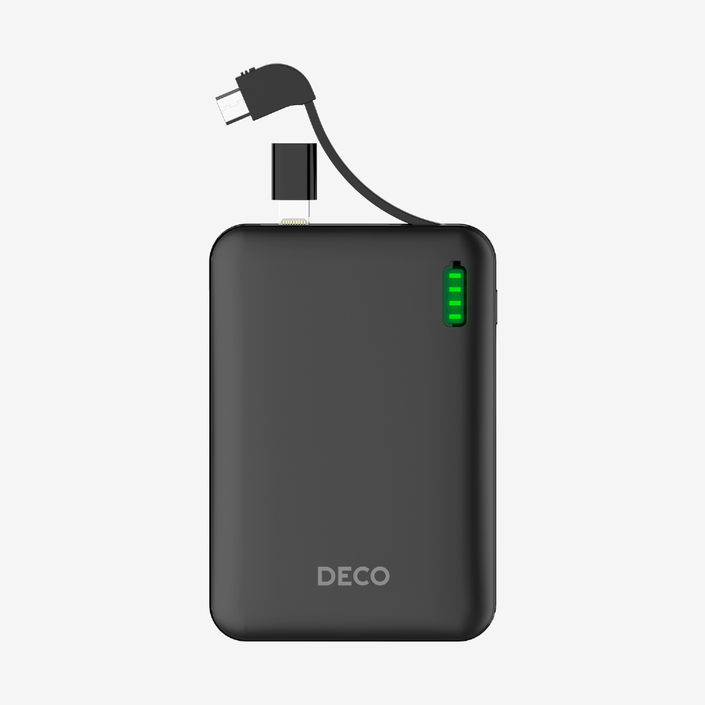 Carregador Portátil Universal Com Cabo - Preto - 5.000 Mah