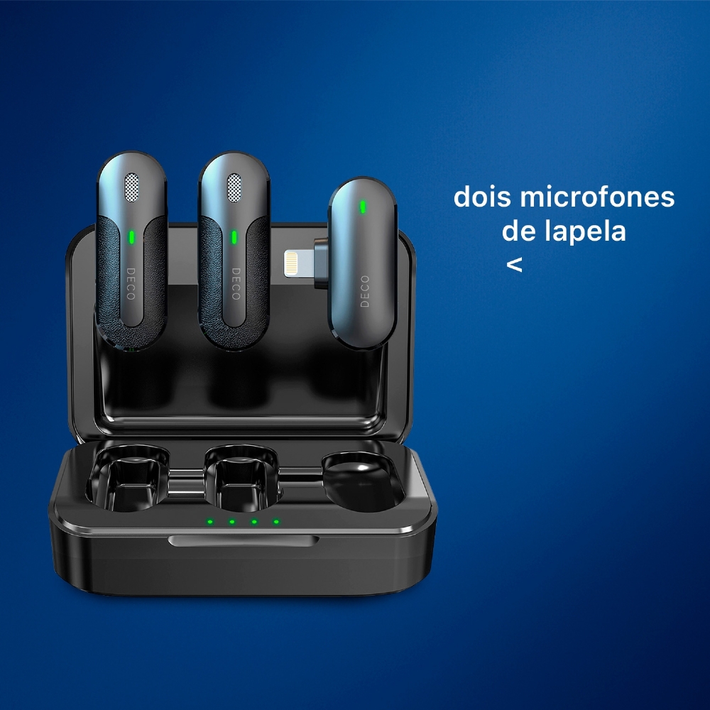 Microfone De Lapela Sem Fio 2 Peças - Usb C