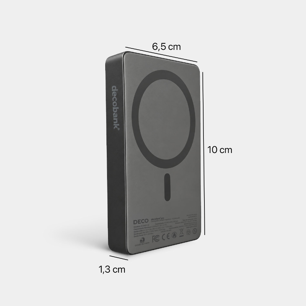 Decobank® Pro - Carregador Portátil Magnético - 10.000 Mah