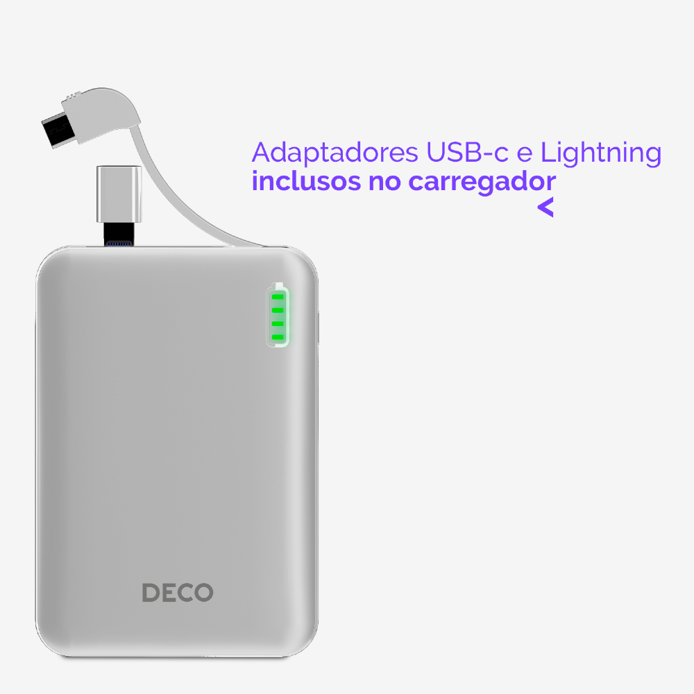 Carregador Portátil Universal Com Cabo - 10000 Mah
