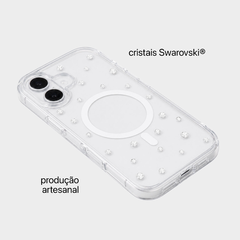 Capa Magsafe Com Pontos De Cristais - Iphone 17