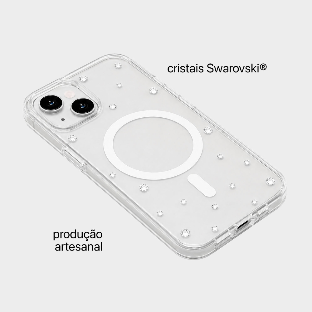 Capa Magsafe Com Pontos De Cristais - Iphone 15