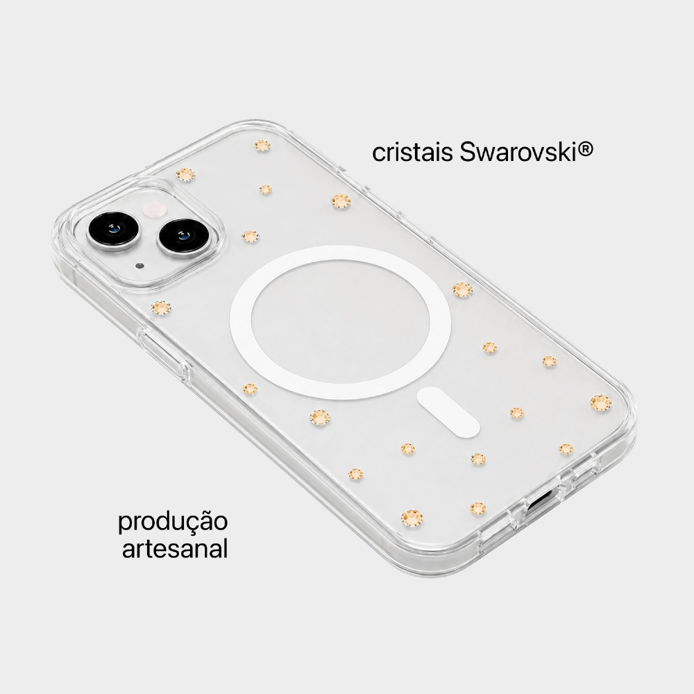 Capa Magsafe Com Pontos De Cristais - Iphone 15