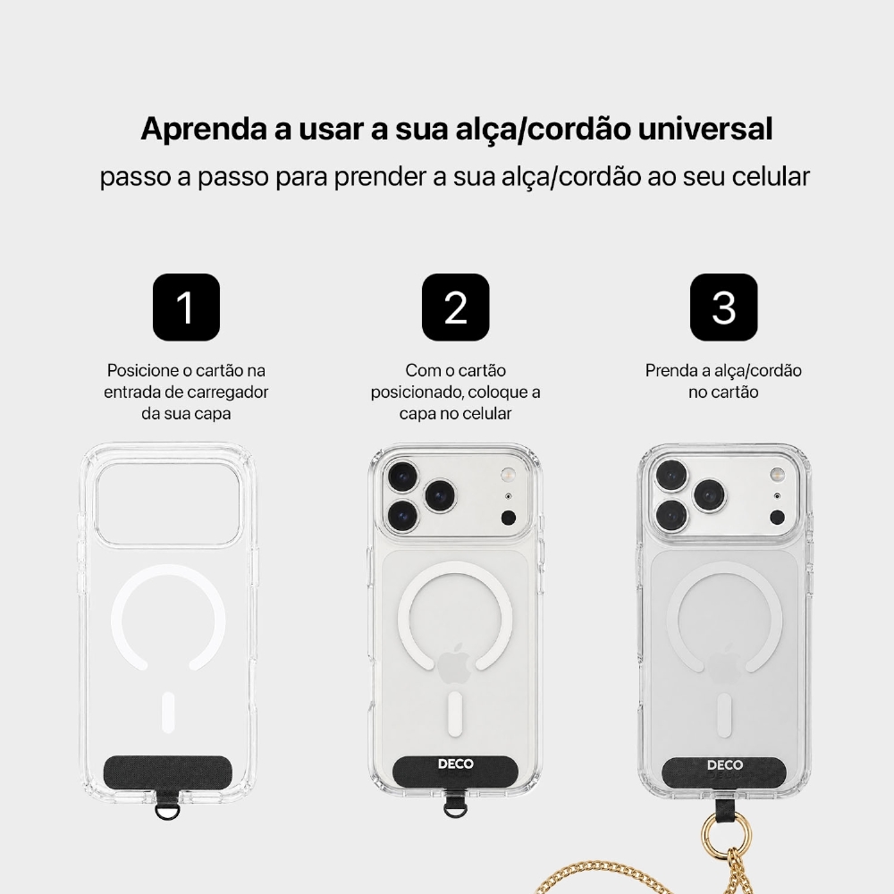 Cordão Universal Em Metal E Couro 1.3 M