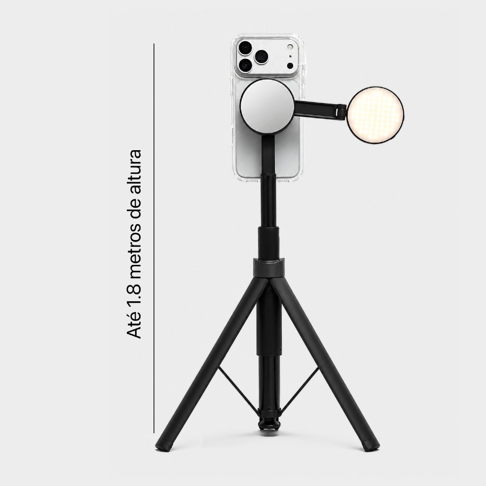 Tripé Magnético Com Led E Espelho Removíveis - Linha Pro